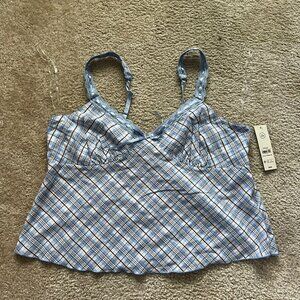 tops  Woven Lace Plaid Cami, Women’s